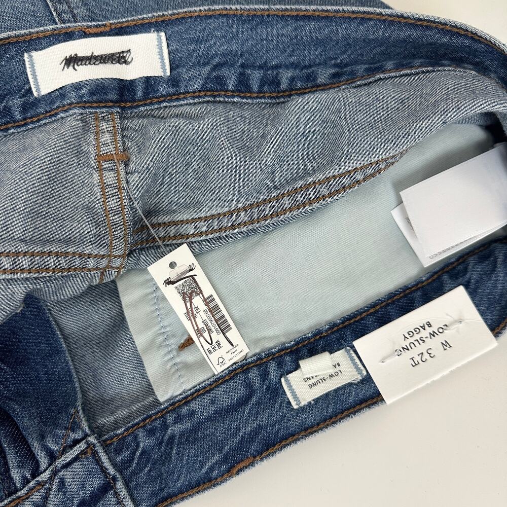 Madewell Tall Low Slung Baggy Jeans Airy Denim Pickett Wash Blue US 32T NWT - Picture 13 of 15